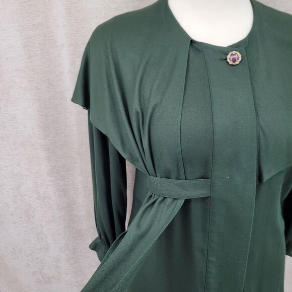 Christie of California Vintage Dark Green Capelet Blouse Renaissance Fairycore - Picture 10 of 15